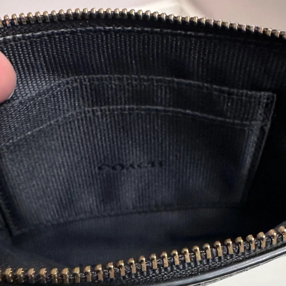 Coach Embossed Black Leather Wristlet - Picture 4 of 6